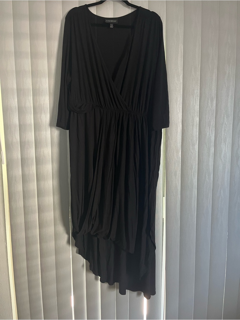 Asymmetric Black Wrap Dress